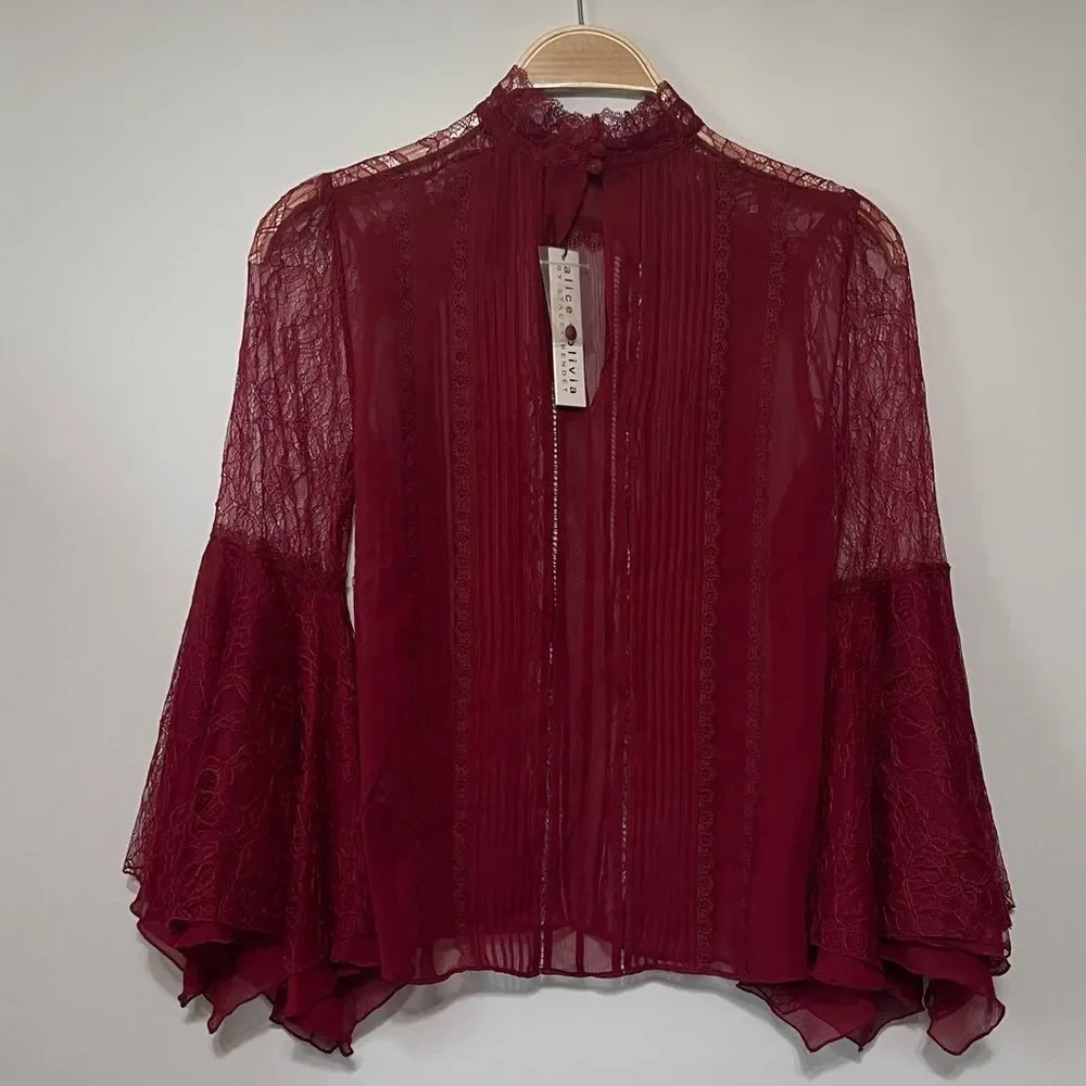 Alice + Olivia Silk Ivy Handkerchief Top Size Small - Picture 4 of 5